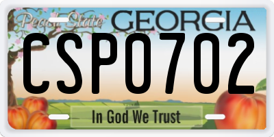 GA license plate CSP0702