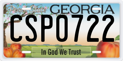 GA license plate CSP0722
