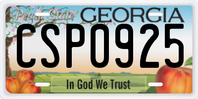 GA license plate CSP0925