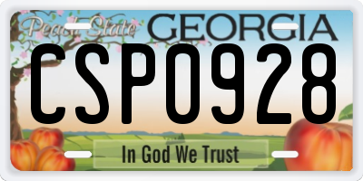 GA license plate CSP0928