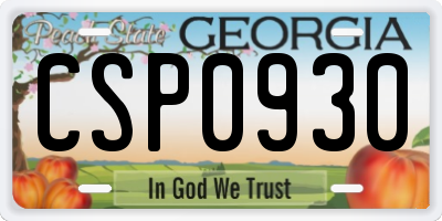 GA license plate CSP0930