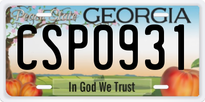 GA license plate CSP0931