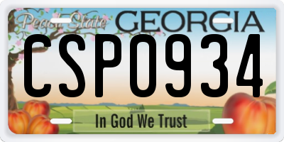 GA license plate CSP0934