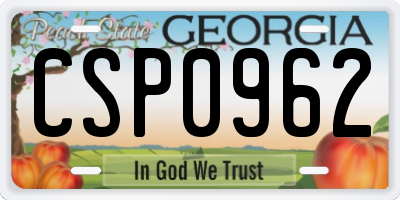 GA license plate CSP0962