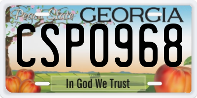 GA license plate CSP0968