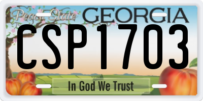 GA license plate CSP1703