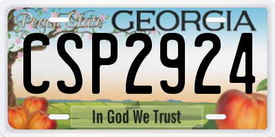GA license plate CSP2924