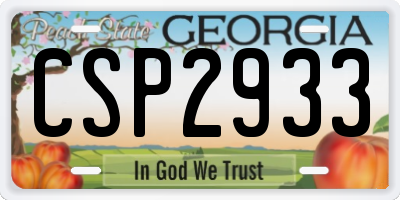 GA license plate CSP2933