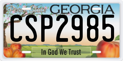GA license plate CSP2985