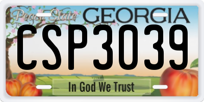 GA license plate CSP3039