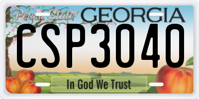 GA license plate CSP3040