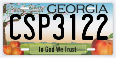 GA license plate CSP3122