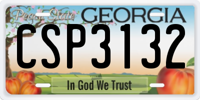 GA license plate CSP3132