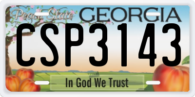 GA license plate CSP3143
