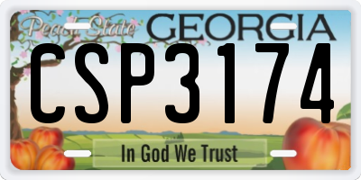GA license plate CSP3174