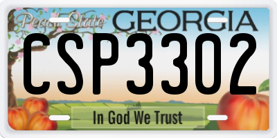 GA license plate CSP3302