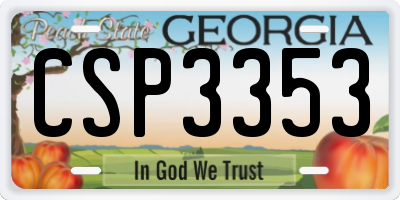 GA license plate CSP3353