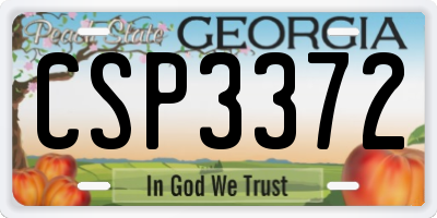 GA license plate CSP3372