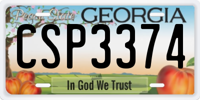 GA license plate CSP3374