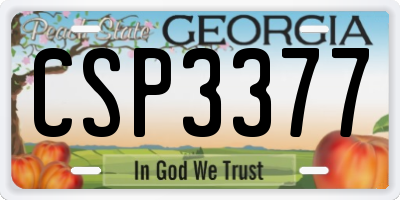 GA license plate CSP3377