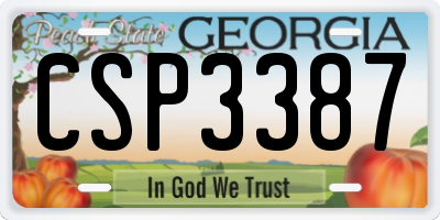 GA license plate CSP3387