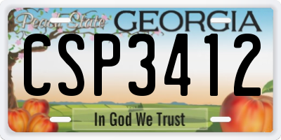 GA license plate CSP3412