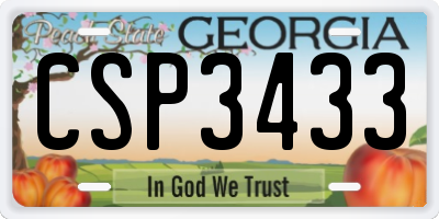 GA license plate CSP3433