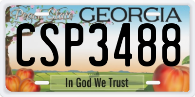 GA license plate CSP3488