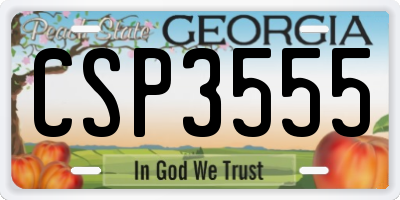 GA license plate CSP3555
