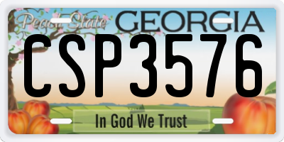 GA license plate CSP3576