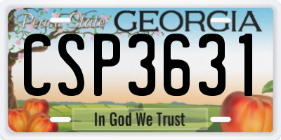 GA license plate CSP3631