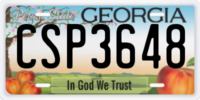 GA license plate CSP3648