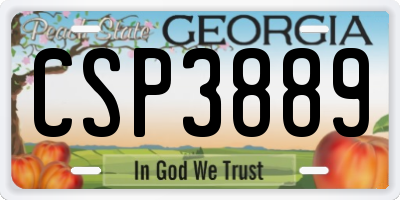 GA license plate CSP3889