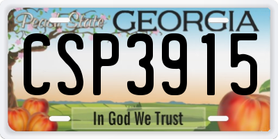 GA license plate CSP3915