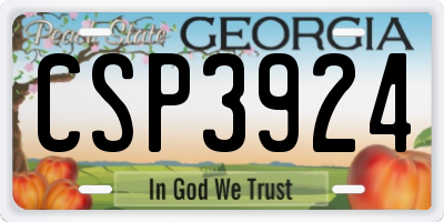 GA license plate CSP3924