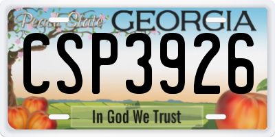 GA license plate CSP3926