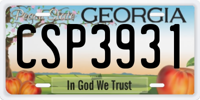 GA license plate CSP3931