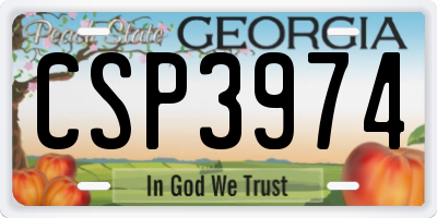 GA license plate CSP3974