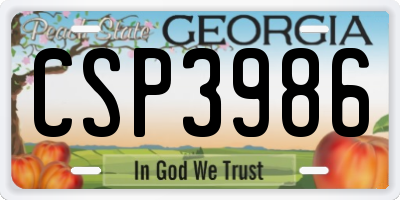 GA license plate CSP3986