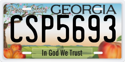 GA license plate CSP5693
