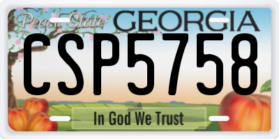GA license plate CSP5758