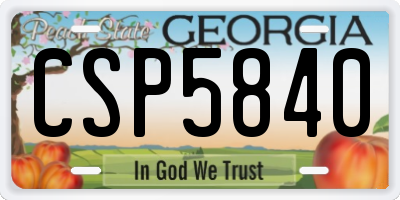 GA license plate CSP5840