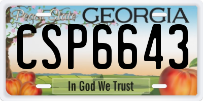 GA license plate CSP6643