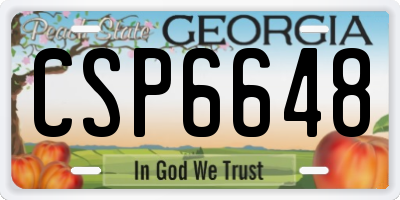 GA license plate CSP6648