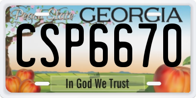 GA license plate CSP6670
