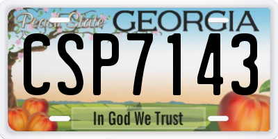 GA license plate CSP7143
