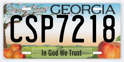 GA license plate CSP7218