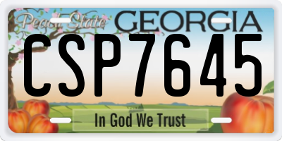 GA license plate CSP7645