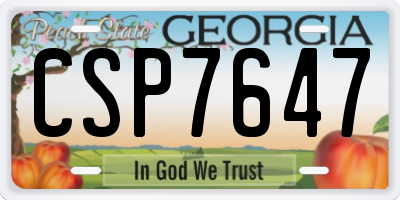 GA license plate CSP7647
