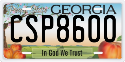 GA license plate CSP8600